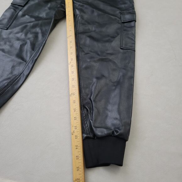 Cinq a Sept Giles Vegan Leather Cargo Joggers Pants Women's Small High Rise - Picture 5 of 9